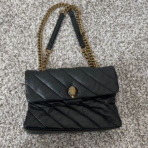 Kurt Geiger SoHo Large | Black Quilted Shoulder Bag with Gold Chain